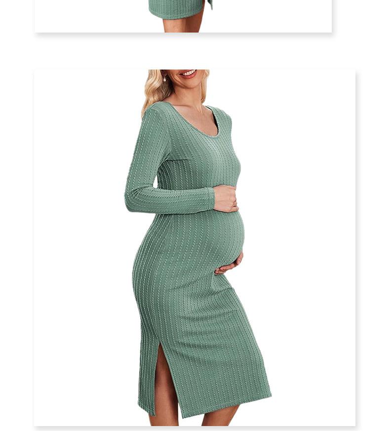 New style maternity dress, long-sleeved, loose-fitting on the sides, knitted ribbed maternity bodycon dress for autumn and winter