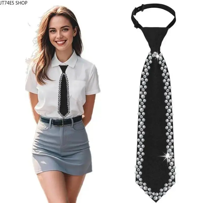 Unisex Rhinestone Decor Necktie, Elegant Casual Fashion Neckwear for Business, Campus and Special Occasions