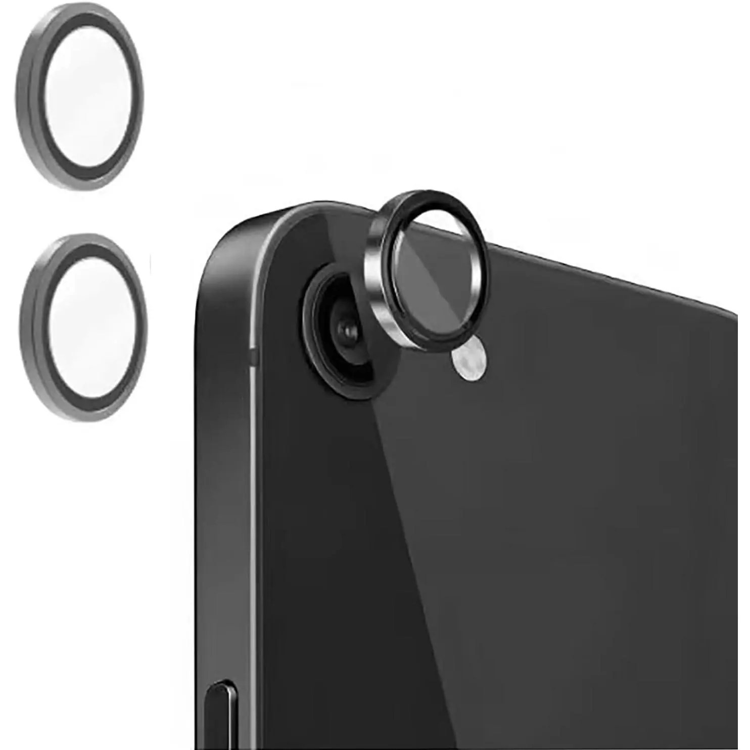 2 Pack Camera Lens Protector for  17e 2026, [EZ Install] [Case-Friendly] 9H Tempered Glass Alloy Ring Cover Case  Color,Compatible with  16e -Black