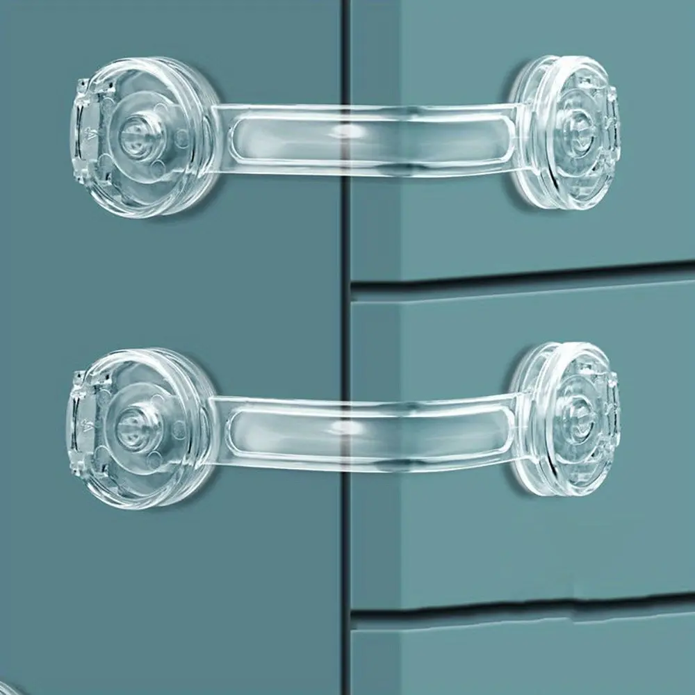 8 Pack Invisible Clear Child Safety Locks, No Drilling Easy Installation Baby Proof Latches, Transparent Drawer & Cabinet Security Locks For Kitchen Cupboard, Refrigerator, Bathroom Storage Cabinets, Toddler Home Safety Supplies