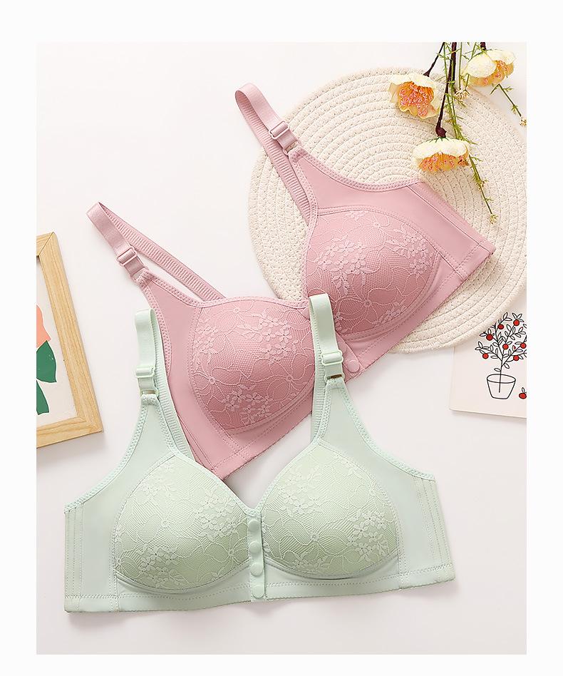 6 Pack Front Closure Bras for Women, Wire-Free Push Up Sports Bra with Removable Padding, No Dig Adjustable Straps, Seamless Full Coverage T-Shirt Bra, Comfortable Maternity Tank Top Style -RR