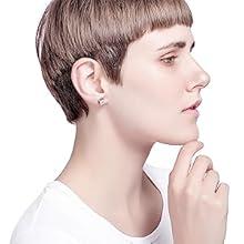 Jstyle 4 Pairs Stainless Steel Mens Womens Magnetic Stud Earrings Non-piercing CZ 4-7MM