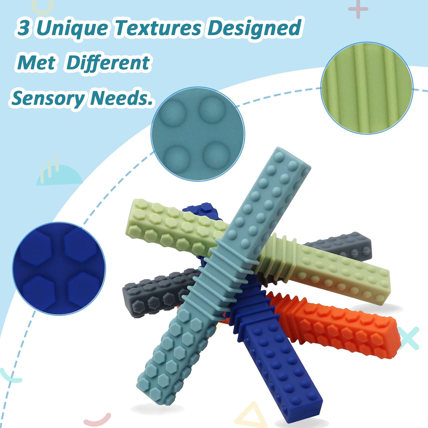 Sensory Chewy Toys for Autistic , 5 Pack   Tube  Sticks Toys for , , SPD, Chewies with Special Needs,   Chewy Tool for Sensory  Chewer (Colorful B)
