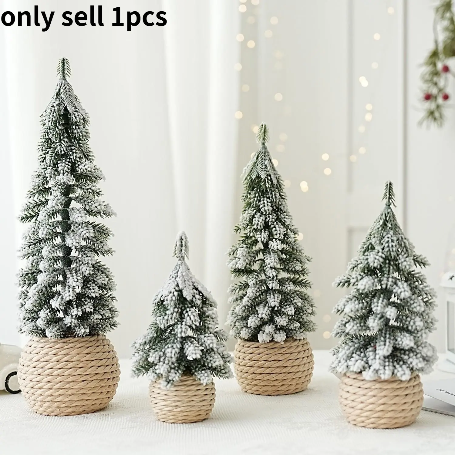 1PC Christmas Decorations Mini Christmas Trees, Artificial Christmas Tree, 5.9-11.8Inch Small Mini Green Xmas Tree with Flocking Snow Frost Finish for Home Table Craft