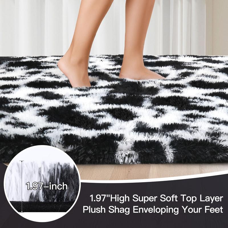 FAMVAL Large Size Plush Rugs Big Fluffy Area Rug Non-slip Soft Shaggy Carpet Mats for Livingroom Bedroom Nursery Home Decor Cow Print Christmas gifts