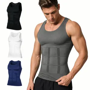1/2/4 Pack Men Round Neck Seamless Compression Tank Top, Tummy Control Body Shaper Abdominal Corset Vest, All Season Fitness Gym Workout Undershirt