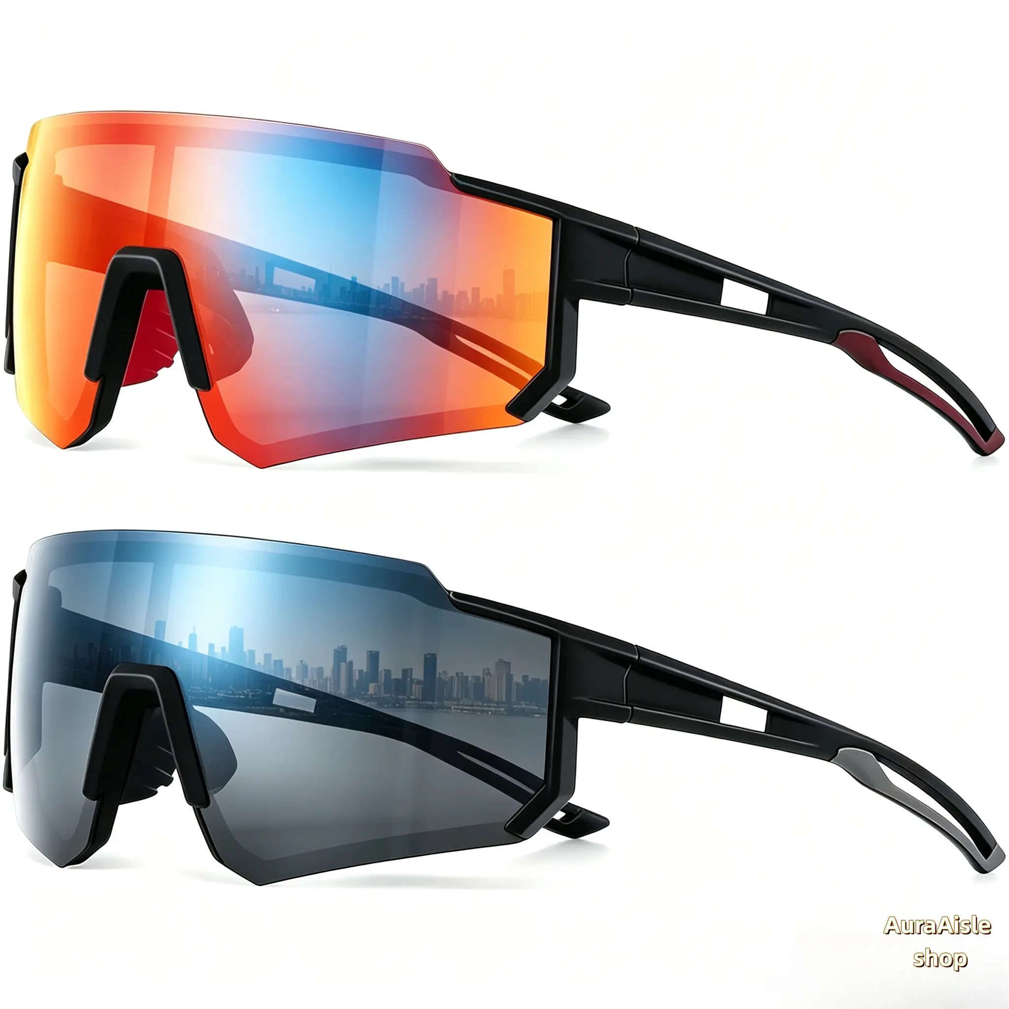 Frameless Wraparound Sports Sunglasses with Polarized Lens, Lightweight Anti-slip Unisex Outdoor Goggles with UV400 Protection for Cycling and Running, Anti-Slipping, Outdoor Sport