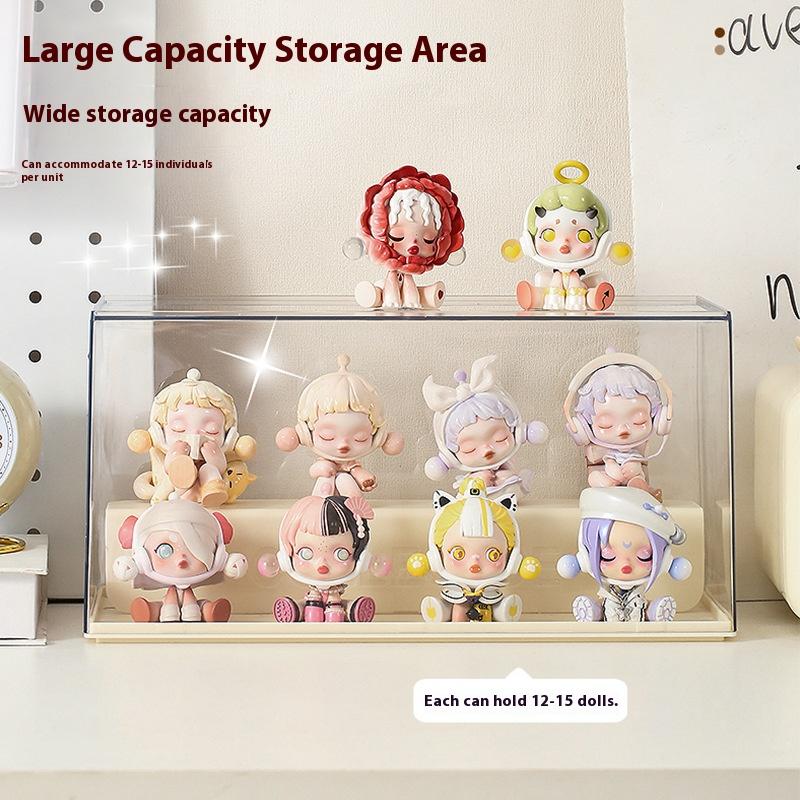 Solid Color Blind Box Storage Display Stand, Acrylic Transparent Display Box, Dustproof Cabinet, Small Figurine Desktop Storage Box, Used for Doll Toy Collectibles, Cute Figures, Stackable for Protection, Storage, and Organization