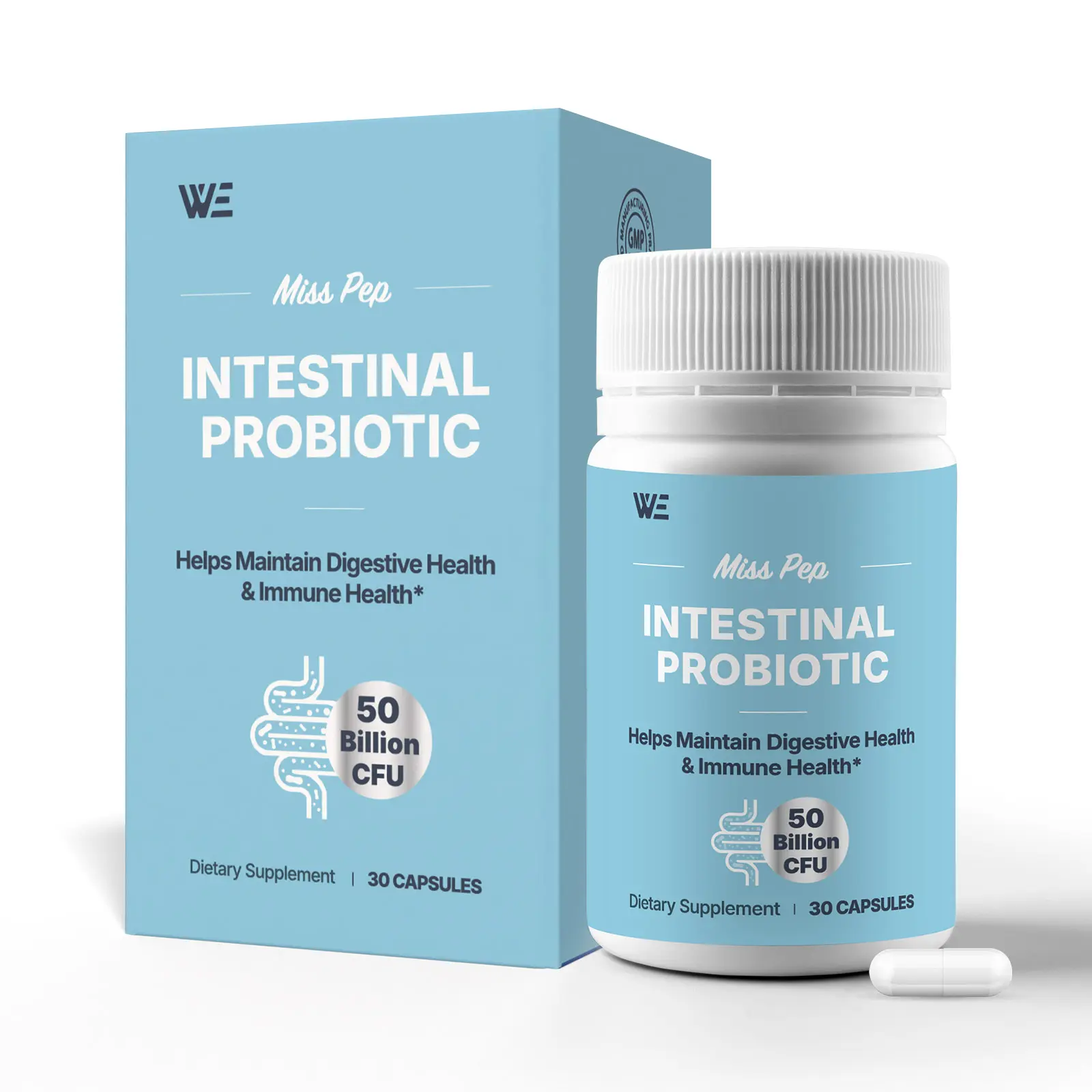 Misspep 50B CFU Probiotic Supplement for Men & Women - 3 Organic Prebiotics, 8 Unique Strains for Daily Gut Health, Digestive & Immune Support