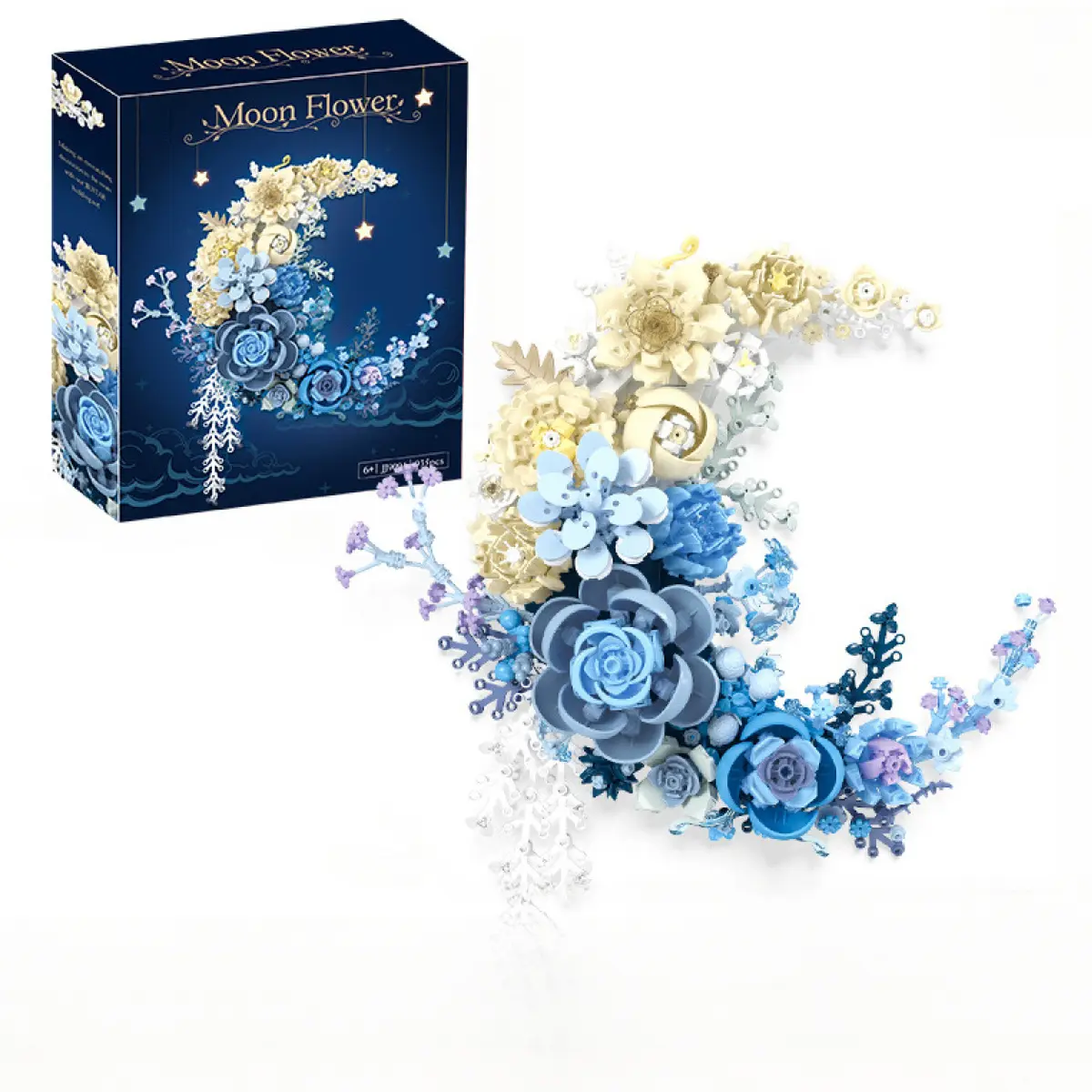 Moon Flower Building Blocks Set - DIY Assembly Model Kit, Exquisite Desk & Wall Handmade Decor, Unique Holiday Gift for Craft Lovers, High Difficulty Assembly Toys Micro Building Bricks Festive Holiday Table Decorations
