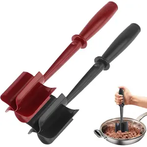 Meat Chopper and Masher - Ground Beef Hamburger Smasher, Plastic Spatula, Kitchen Separator Tool for Food, Potato, Bean - Silicone Chop and Stir, Meat Dicer