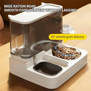 2-in-1 Automatic Cat Feeder and Water Dispenser, 2.8L Food & 1L Water Gravity Feeder Set with Stainless Steel Bowl, Detachable Pet Feeder for Small Dogs & Cats, Food Feeders, No Electricity Needed