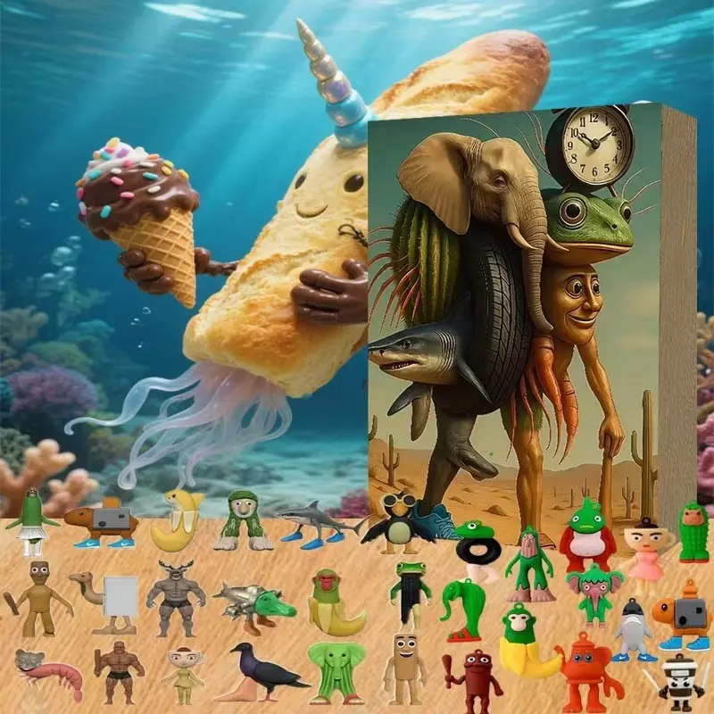 Strange Monster Arrival Calendar, 24-Day Countdown Surprise Box, Crazy Mixed Shape Mini Dolls, Creative Holiday Gift Collection Toy