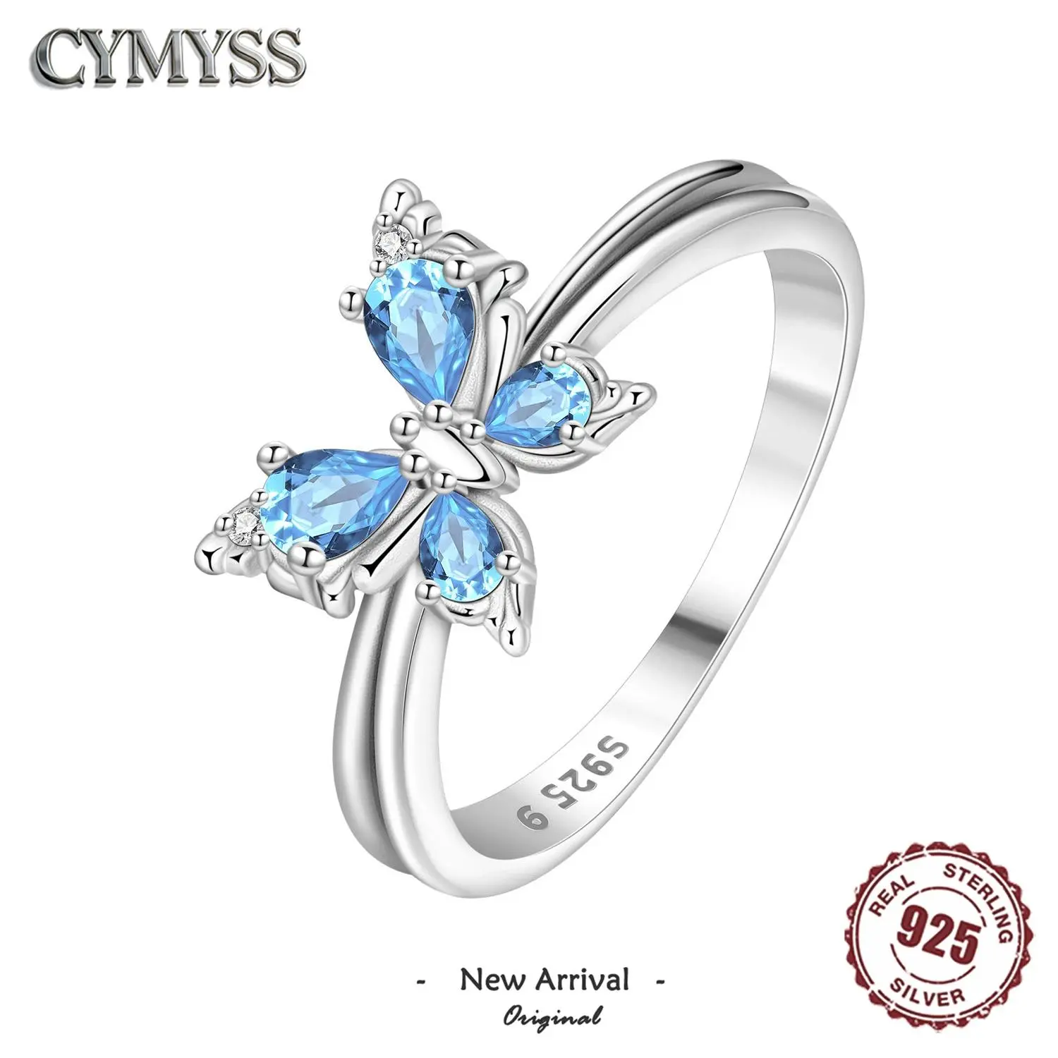 Elegant 925 Sterling Silver Butterfly Ring Sparkling Cubic Zirconia Minimalist Fine Jewelry For Women Wedding Party Daily Wear