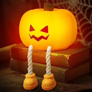 Pumpkin Night Light, Halloween Night Light with Timer, Soft Squeezable Touch Lamp, Rechargeable Dimmable Cute Lamp, for Bedroom Desk Decor & Halloween Decor Gifts