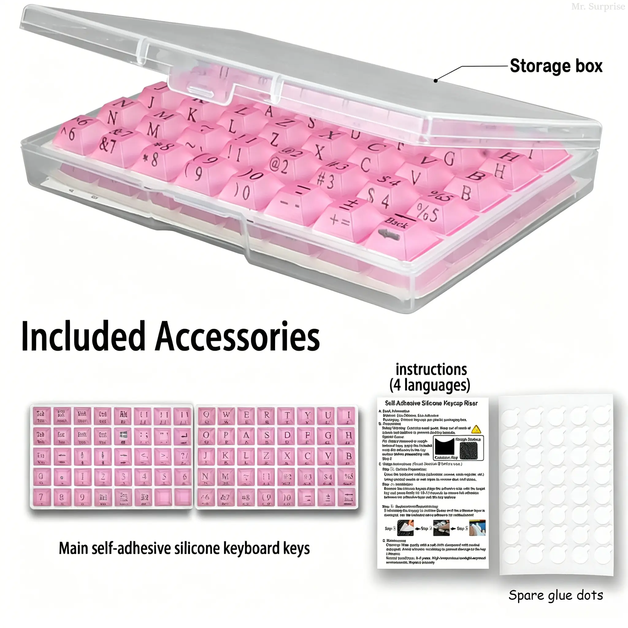 Matte Silicone Keyboard Pads, 80-Piece Raised Character Key Stickers for Long Nails, Comfortable Keys for E-Sports & Office Typing