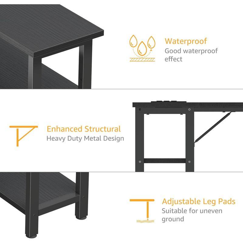 Black L Shaped Desk with Shelves Power Outlet, 40 Inch Small Corner Computer Gaming Desk for Small Space Home Office, Study Work PC Desks for Bedroom, Black, Get Free Gift Black L Shaped Desk with Shelves Power Outlet, 40 Inch Small Corner Computer Gaming Desk for Small Space Home Office, Study Work PC Desks for Bedroom, Black, Get Free Gift