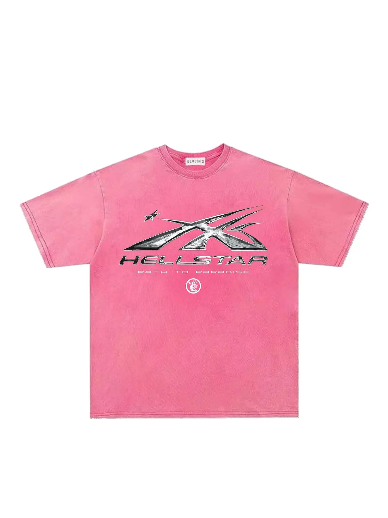 Unisex Summer T-Shirt, Short Sleeve Round Neck, Vintage Dark Street Style, Washed Tie-Dye Star Fire Pattern, Casual Streetwear