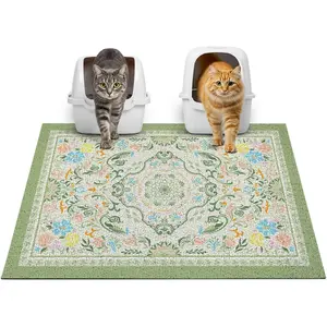 Cat Litter Mat with Non-Slip Bottom Litter Box Mat 33"X22" Litter Trapping Mat Easy to Clean Washable Cat Food Mat for Kitty