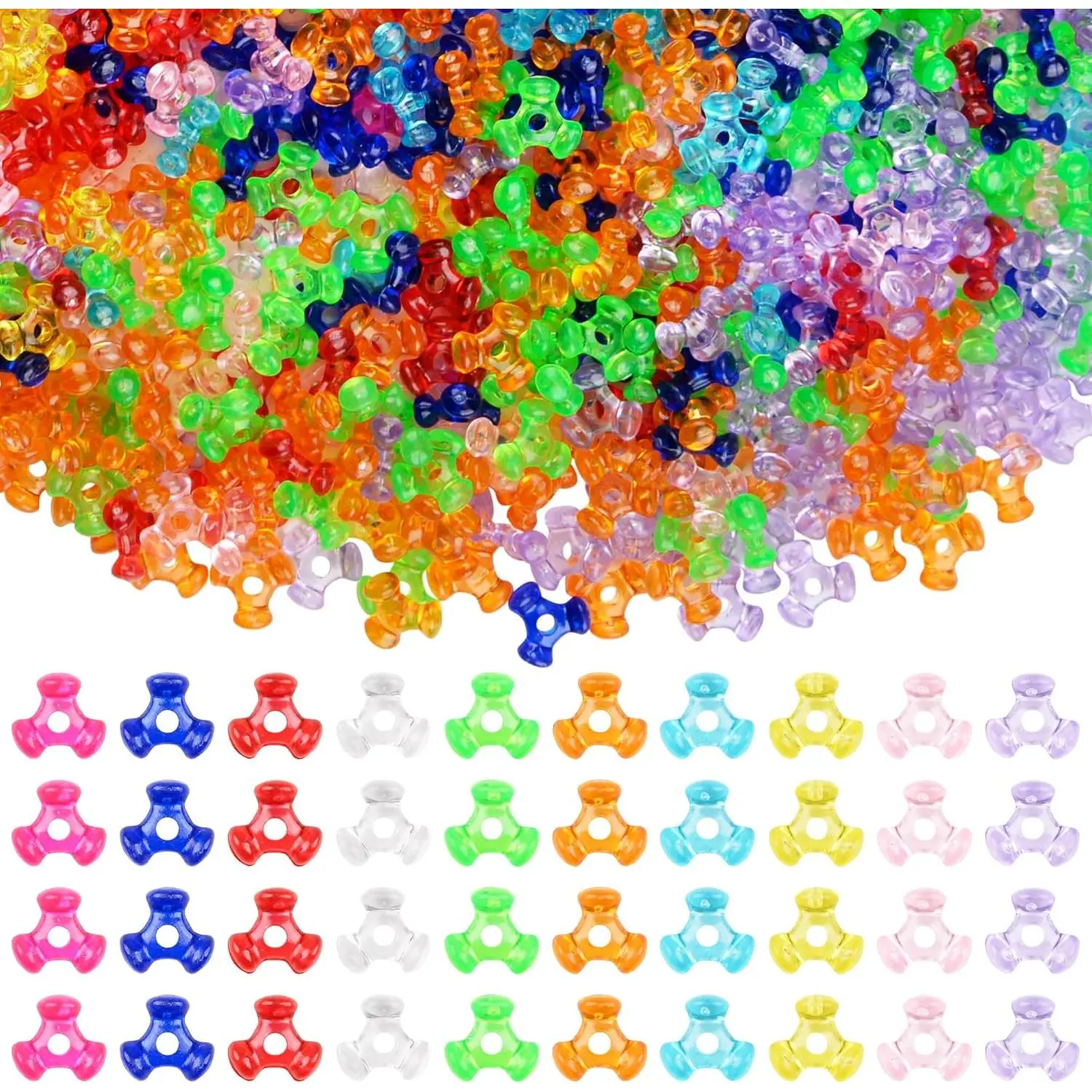 1600 count Tri Beads Plastic Kandi Tri Beads Bulk Transparent Colorful Beads for DIY Craft Bracelets Necklace  Making Friendship Party Decoration Supplies