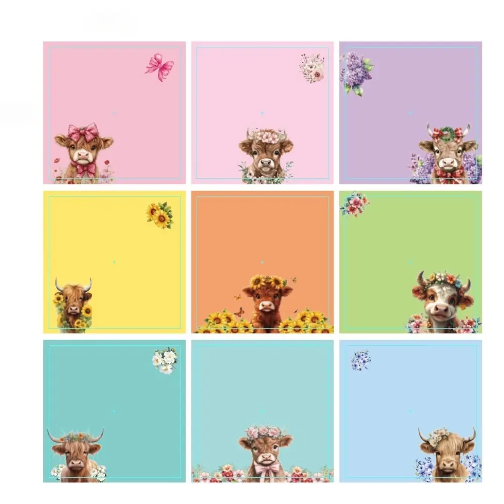 Colorful Cow Sticky Notes, Strong Adhesive Solid Color Decorative Memo Stickers, Creative Cute Little Notebook Markers for Students