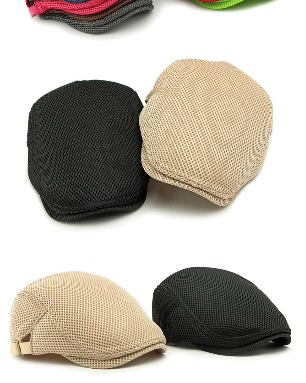 HT4775 Beret Cap Spring Summer Mesh Cap Breathable Sun Hat Women Artist Painter Beret Hat Male Female Ivy Flat Cap Mens Berets