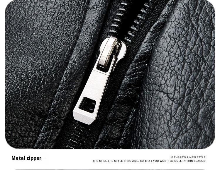 BIGWIG men's autumn and winter casual faux leather bomber jacket, fashionable modern motorcycle flight jacket, casual loose soft motorcycle jacket, lapel button zipper long sleeve with pocket jacket, PU leather