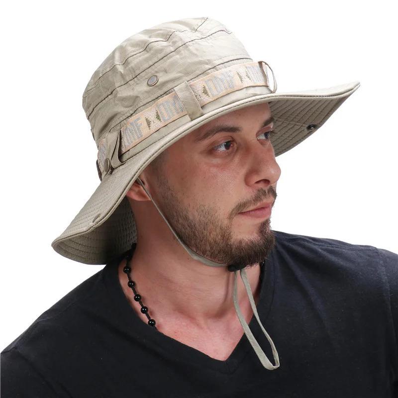 Summer Men Women Breathable Bucket Hat Outdoor UV Protection Wide Brim Panama Hat for Safari Hunting Hiking Mesh Fisherman Caps