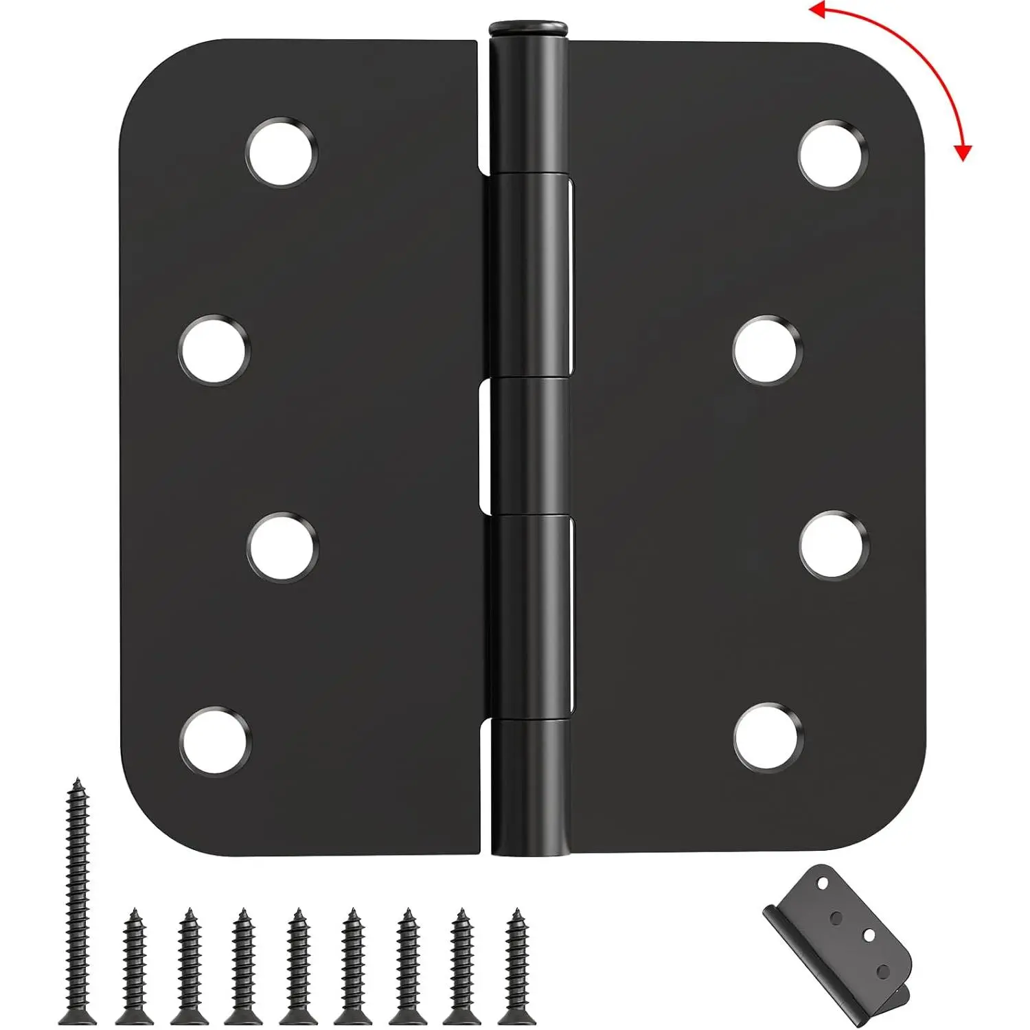 Black Door Hinges 4 Inch, 3 Pack Matte Black Heavy Duty Door Hinges with 5/8" Radius, 4" Interior and Exterior Front Door Hinge  Home, Gate, Furniture, Residential Use