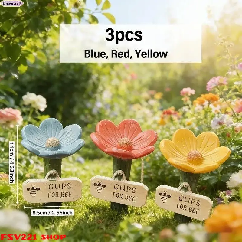 Low-Shaped Ceramic Bee Watering Station - Durable Pollinator Feeder with Cute Bee Design, Eco-Friendly Garden, Backyard Garden Accessories, Patio Decor Garden Pollinator Drinking Station, Bee Butterfly Water Feeder Yard Ornament