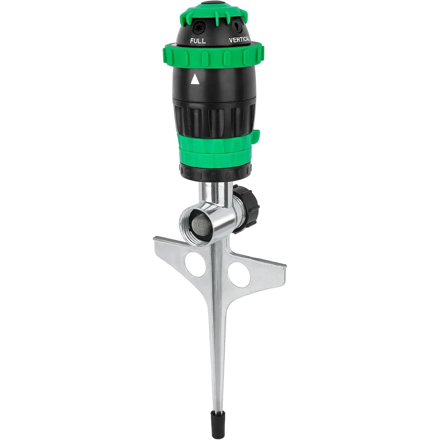 Gear Drive Sprinkler with Metal Spike Base, 5- Heavy Duty Gardening Watering System, Multi-Adjustable Lawn Sprinkle for Garden , Flower Bed and Large Yard Area Watering, Green