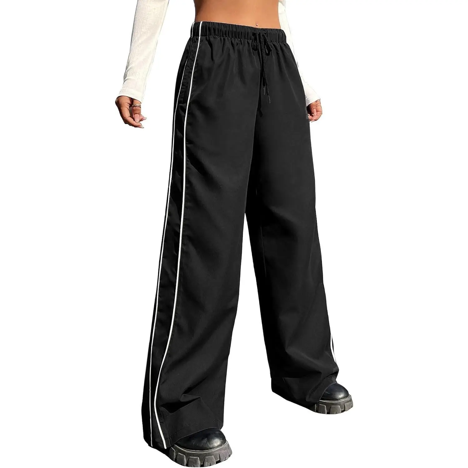 Girls Parachute Pants Cargo Hip Hop Wide Leg Baggy Y2K Teen Tween Casual School Dance Streetwear with Pockets Elastic Waist Youth Junior Kids Bottoms Hiking 8-14Y