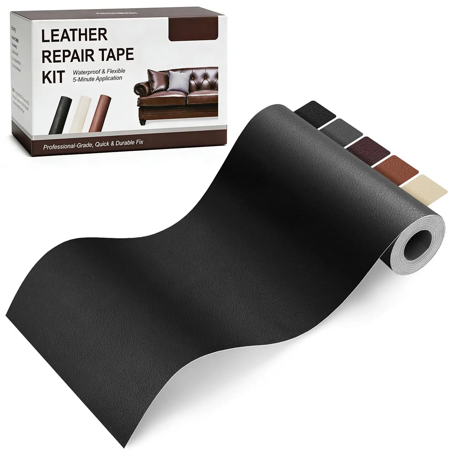 Black Leather Repair Tape, 3.15" x 59" Heavy Duty Vinyl Repair Patch,  Self Adhesive Leather Repair Kit for Fixing Holes &   Couch,  Seat, Furniture