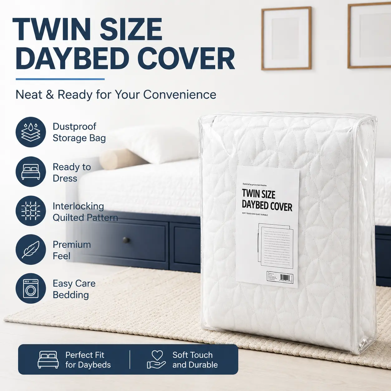 Luxury Quilted Sofa Cover, Transform Your Old Couch with Premium White Slipcover, Soft Polyester Furniture Protector, Washable Anti-Slip Couch Cover, Pet & Kids Friendly Sofa Protector for Living Room Makeover, Sectional Sofa, Loveseat and Chair