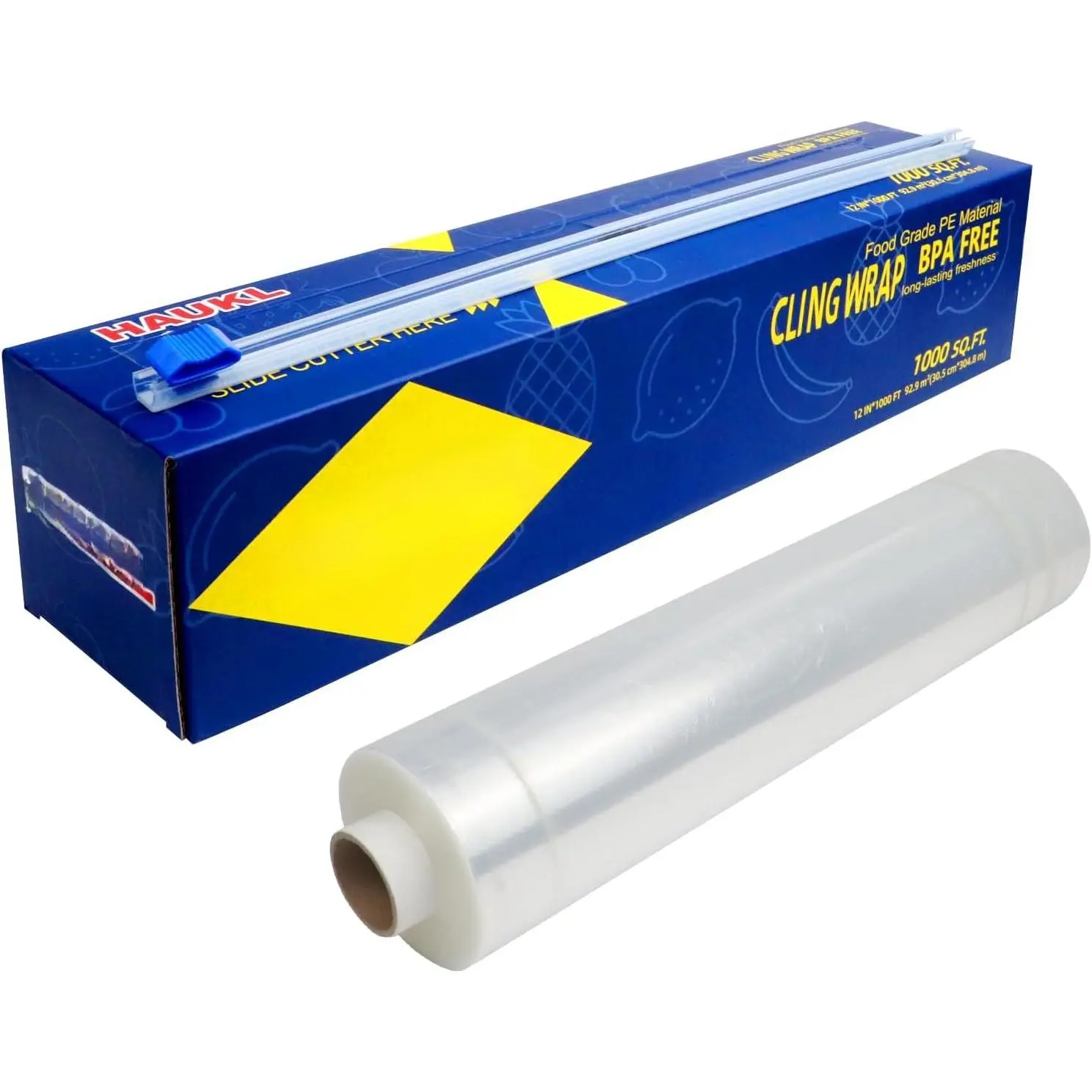 Plastic  Wrap with Slider  - 12-inch  Microwave-Safe and Leak-Proof for Lunch Boxes and Fruit 1000 sq ft Roll Clear Stretchable  Wrap