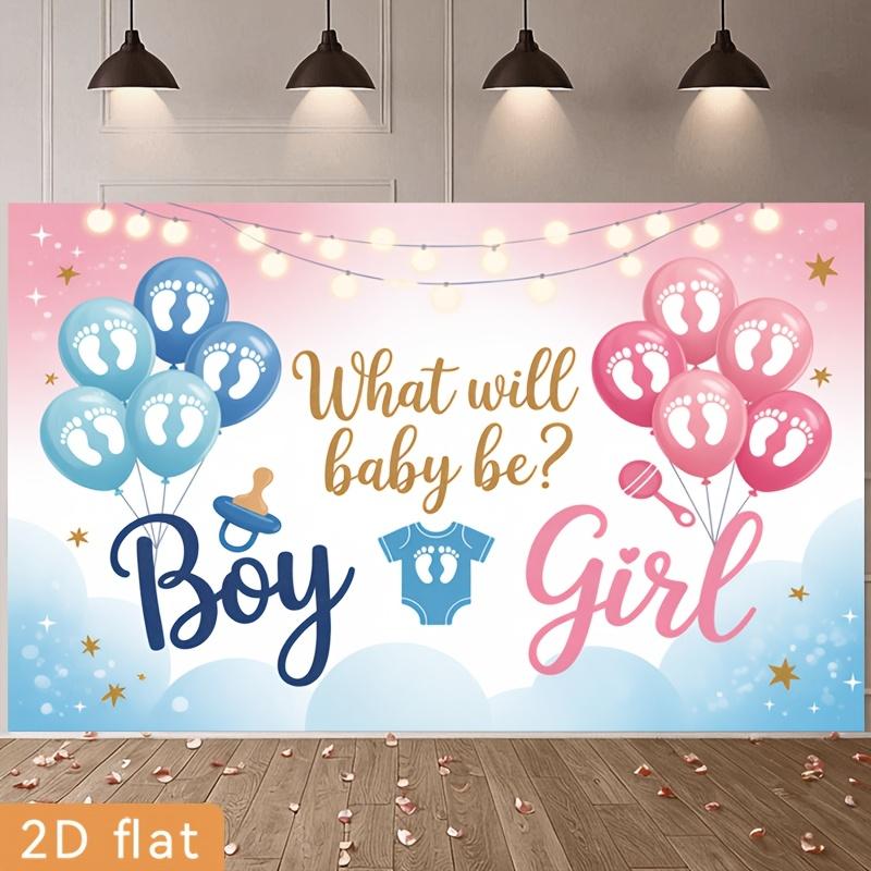 2D Flat, Party Banners 2D Flat Banner, 1pc Polyester Backdrop Gender Reveal Announcement Banner with Pink Blue Color Scheme, for Party Decor Room, Club, Farm, Garden, Home, No Electricity, Easy to Hang Gift f