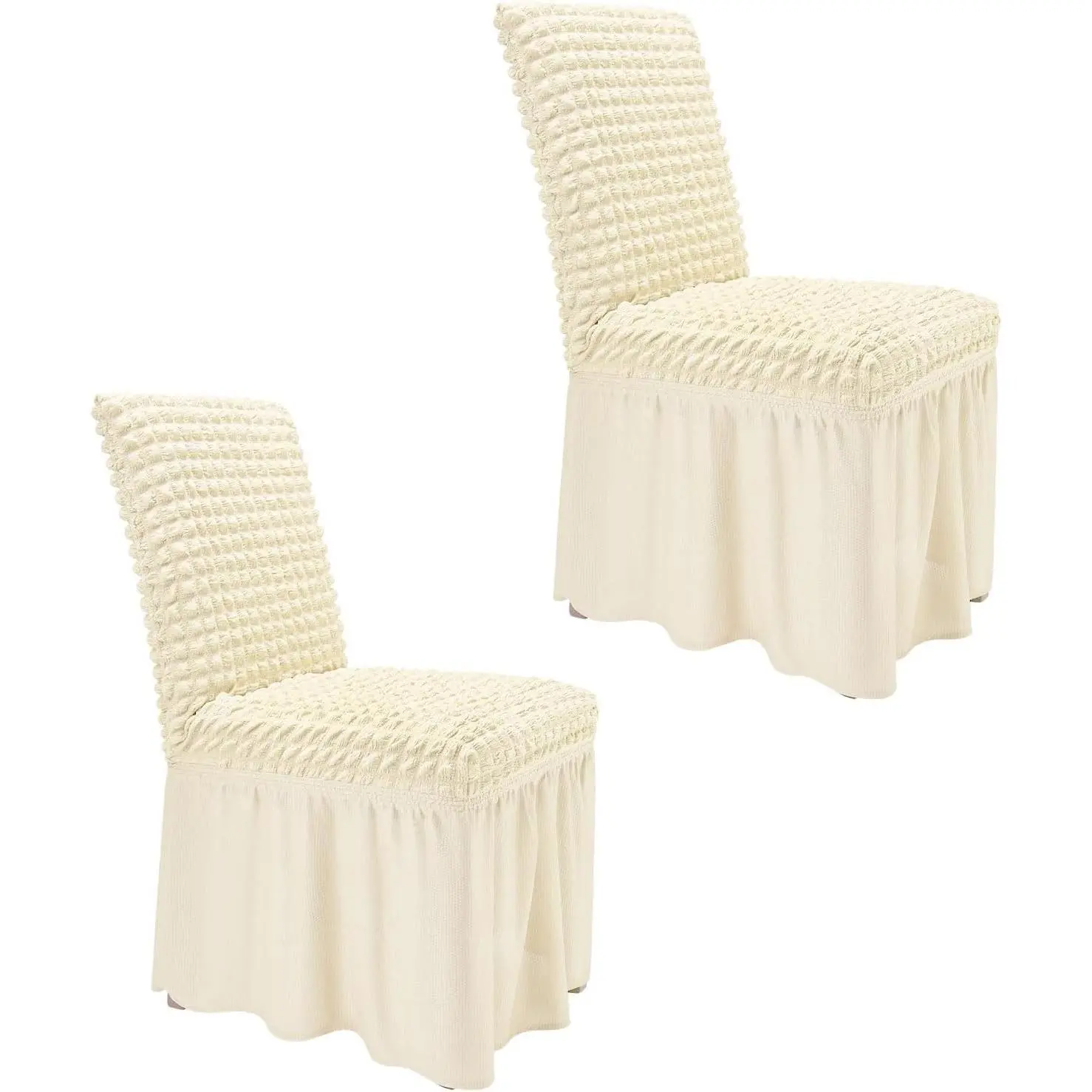Dining Room Chair Covers for Dining Chair Set of 2 | Parson Chair Slipcovers with Skirt, High Stretch Chair Protector, Machine Washable, Kitchen Dorm Wedding Banquet, Beige