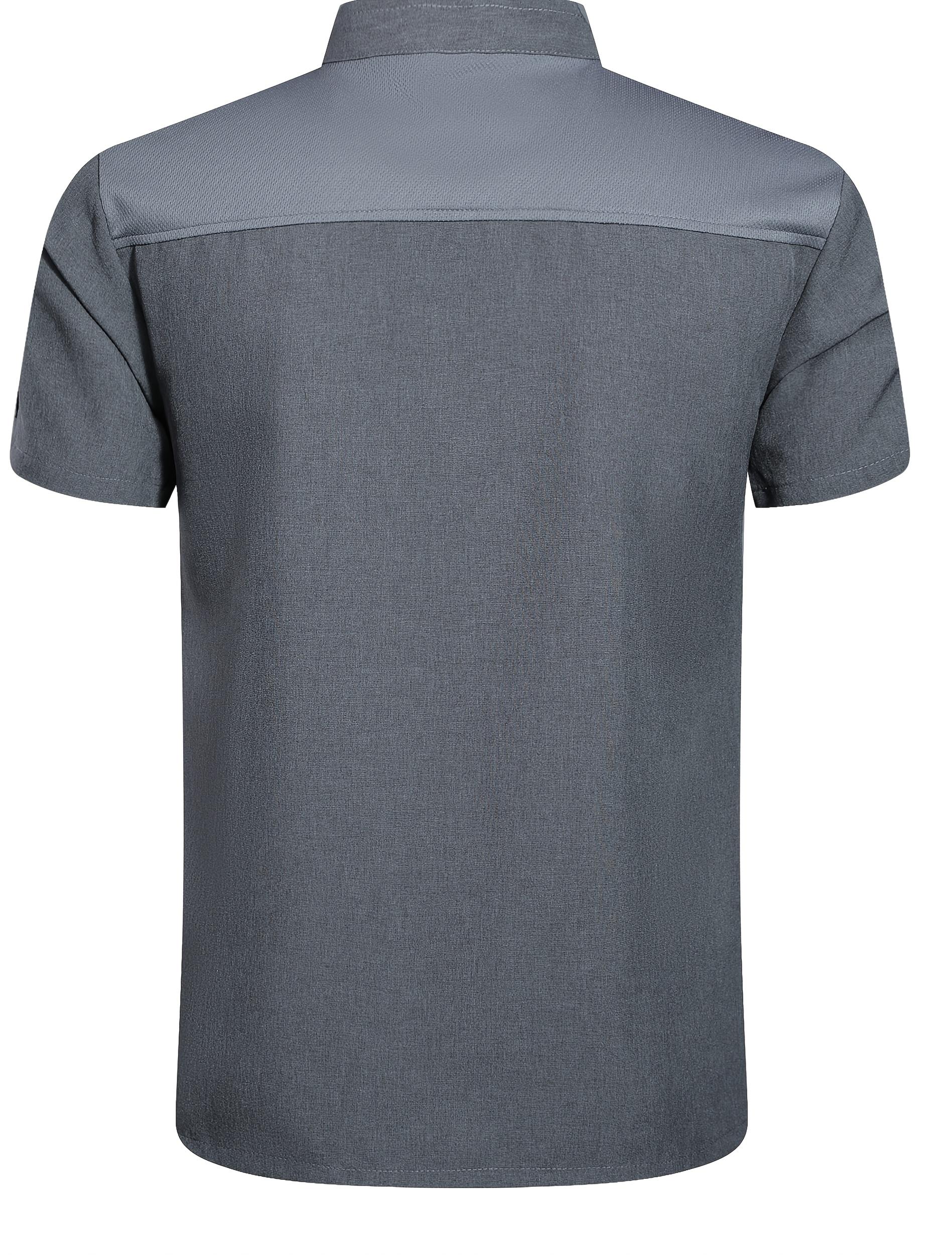 [Black Chef Uniform] Stylish Black Professional Chef Uniform - Short Sleeve Jacket with Pockets, Stand Collar, Polyester Fabric |     Ideal for Kitchen, Baking, and Restaurant Use, School Cafeteria Clothing, Machine Washable233