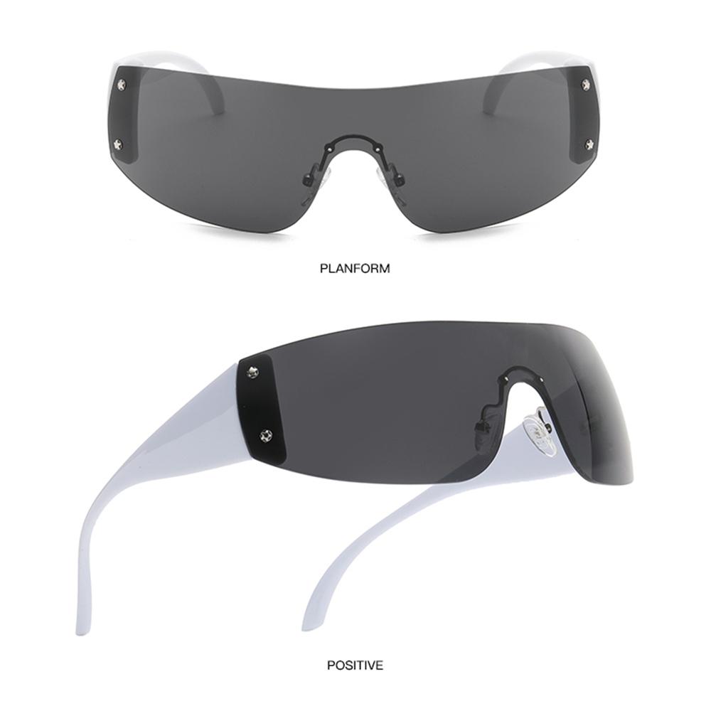 1pc Trendy Rimless Star Y2K Sunglasses for Women Men Punk One Piece Goggles Oversized Wrap Around Shades 2000's Eyewear UV400