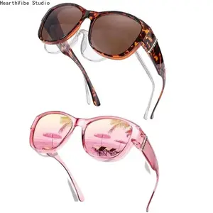 Polarized Fit Over Sunglasses for Women Men Wear Over Prescription Glasses, Lightweight TR90 Frame UV400 Protection Shades, Trendy Anti Glare Driving Eyewear, Summerwins