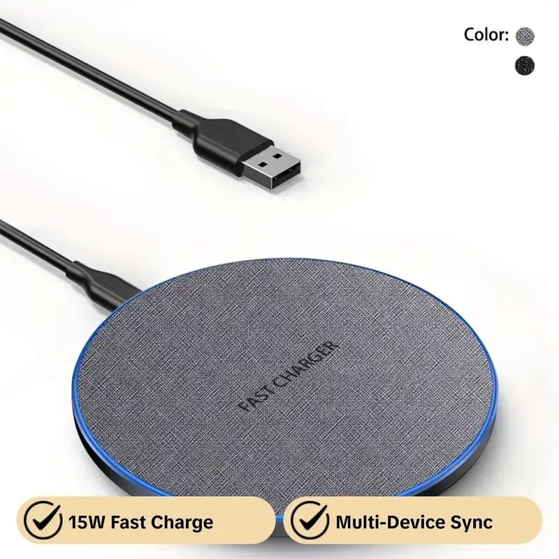 15W Wireless Charger, Mobile Wireless Power, Portable Fast Charger, Fast Wireless Charging Pad, Charging Base, Charging Pad Compatible with iPhone 14/13/12/11 & Samsung S23/S22 & AirPods