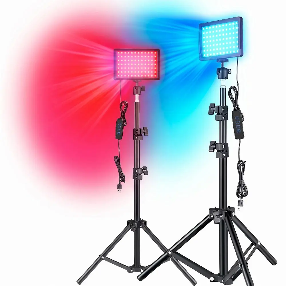 USB LED Video Fill Light with 110cm Tripod, Multi Color Filters, Portable for Studio, Vlogging, Gaming, Online Meetings