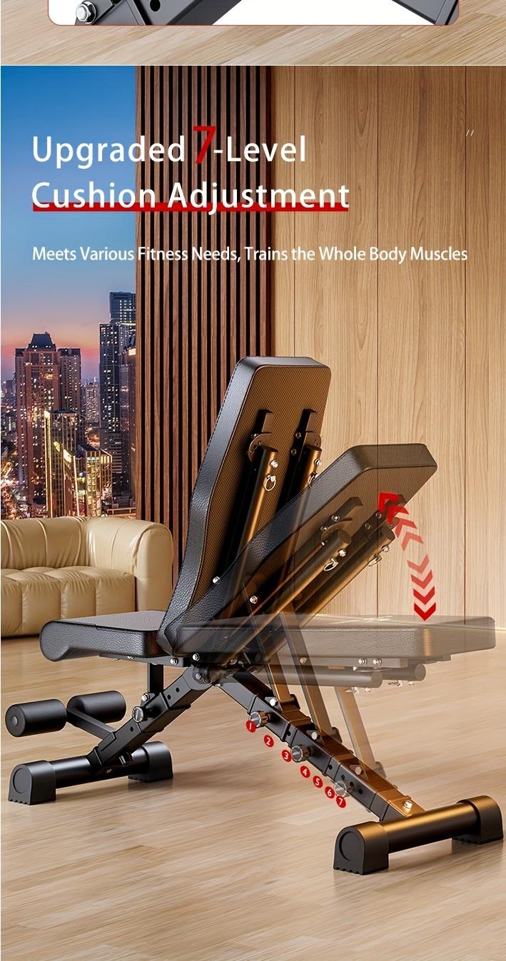 Sports equipment 1pc Adjustable Weight Bench For Full Body Workout, Foldable Bench Press Bench With Resistance Bands, For Strength Training, Body Workout