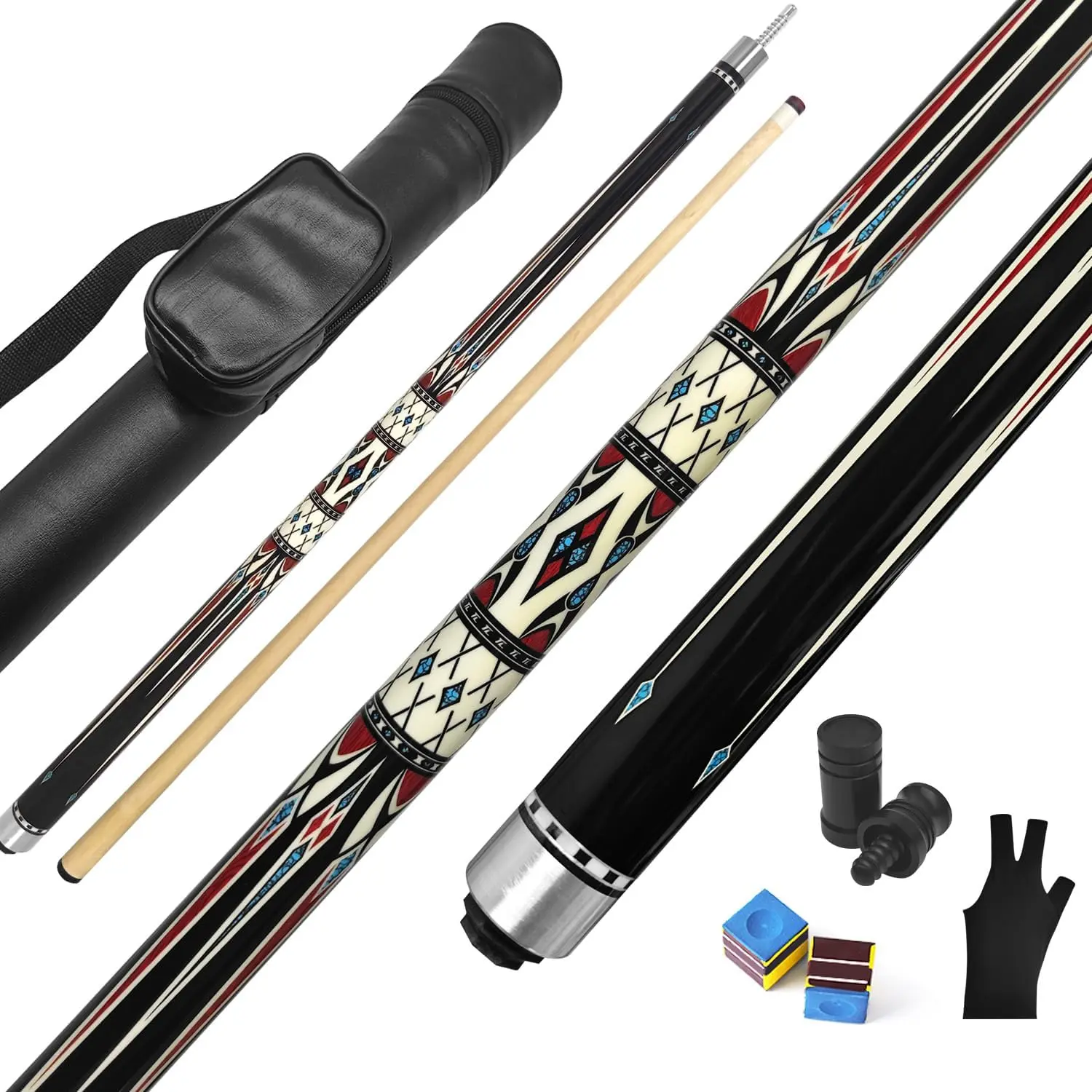 2- Canadian Maple Pool Cue Stick with Portable Hard Case -12.5mm Leather Tip, 58" Billiard Sticks 19 oz/ 20 oz - Precision Crafted for Straight Shots and Balanced Performance