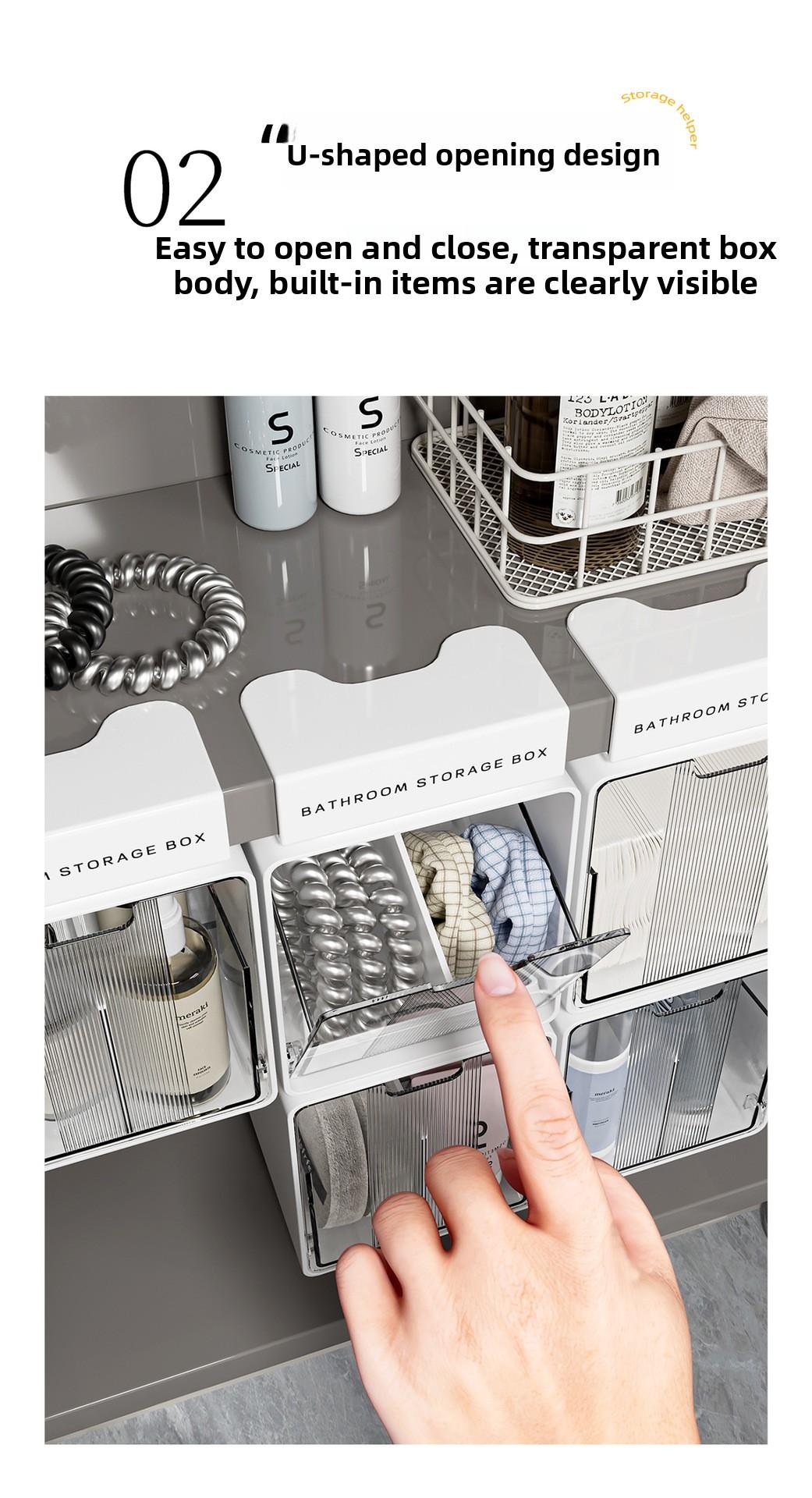 [Aesthetic] Clario Minimalist Hanging Storage Box - No Drill Desk Edge & Closet Shelf Organizer. Dual-Compartment Flip-Lid Container for Stationery & Jewelry. Dorm Essentials Desk Reset