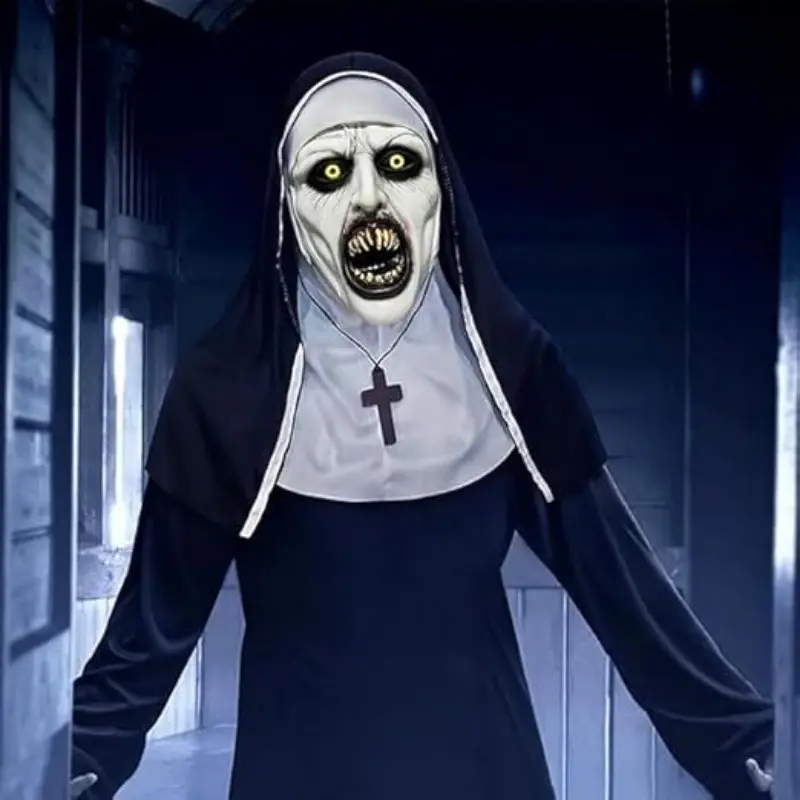 Nun Horror Mask, 2026 Halloween Full Head Nun Mask, Latex Mask, Mask Cosplay, Creepy Nun Role Play Costume, Kz-Dr-201 Model, Perfect for Spooky Events