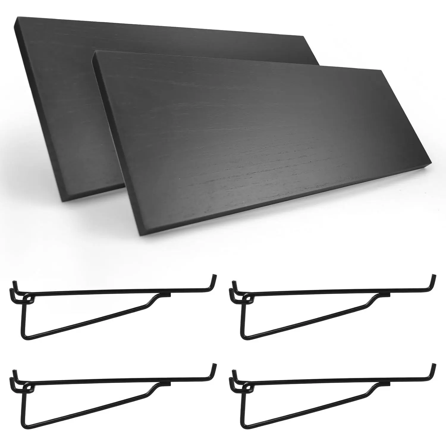 2 Pack Pegboard Shelves with Brackets, Peg Shelf Board with Hooks Fits 1/8" 1/4" Pegs Slots, Peg Board Organizer Accessories Various Tools Storage Arrange System for Garage Craft Workshop Workbench