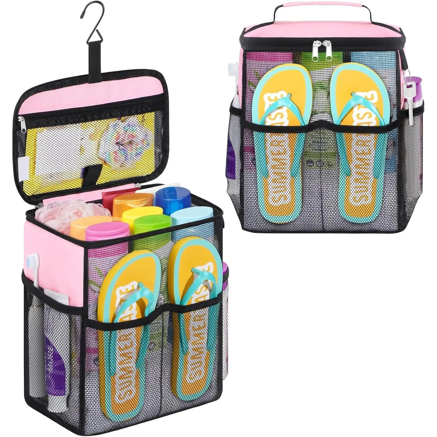 Shower  Portable, Toiletry Bag with Handle and 3 Mesh Pockets, Quick Dry  Organizer for Bathroom, Gym, Travel, Camping, College Dorm Room Essentials for Women Men,