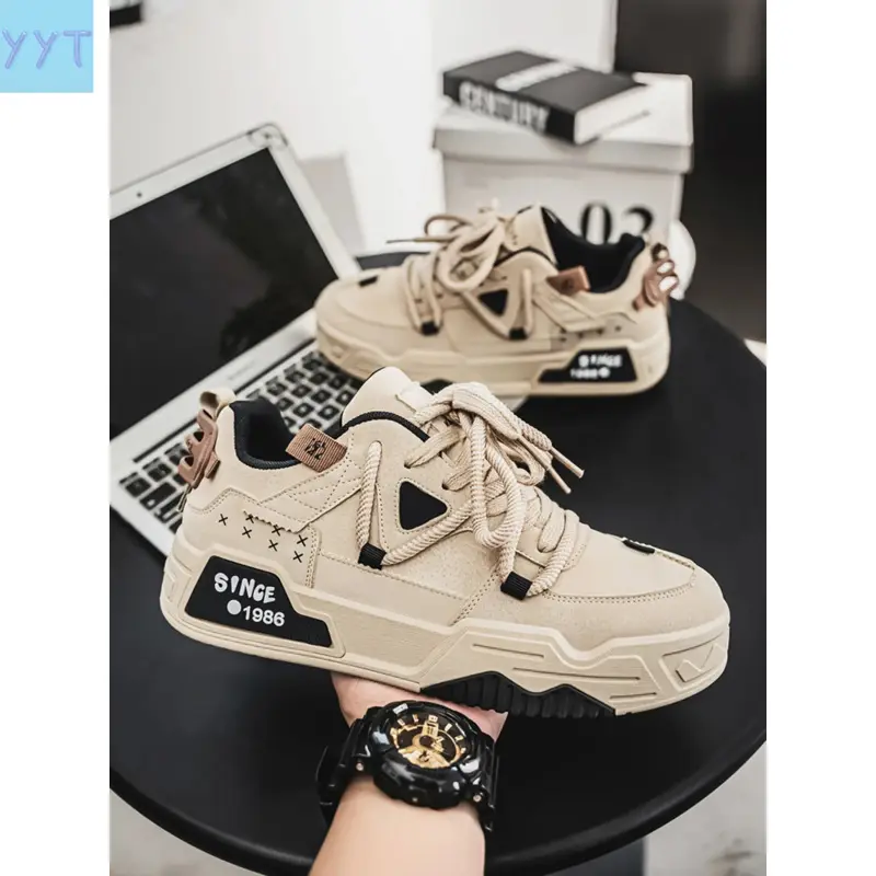 YYT1 Unisex Chunky Skate Sneakers Men Women, Retro Streetwear Platform Casual Trainer Shoes, Shoes, Thick Woven Lacing Non-Wear-Resistant Sole Height Increasing Fashion Sneakers Skateboarding Daily Wear, Sneakers Fashion Footwear