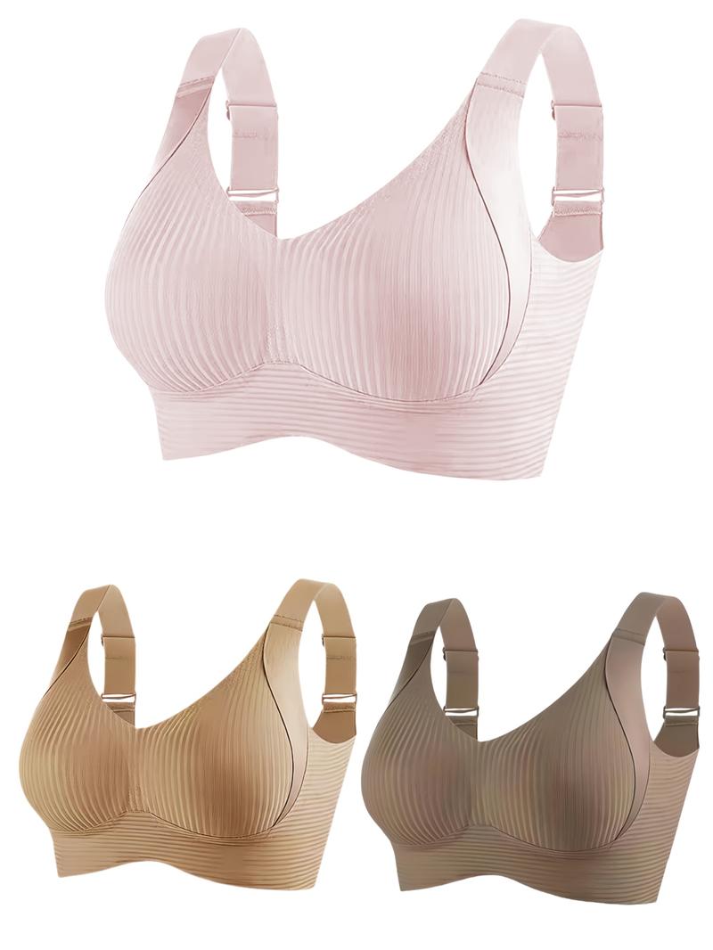Minimalist Solid Color Wireless Bra Seamless Soft Comfort Breathable Push Up All Season Everyday Wear